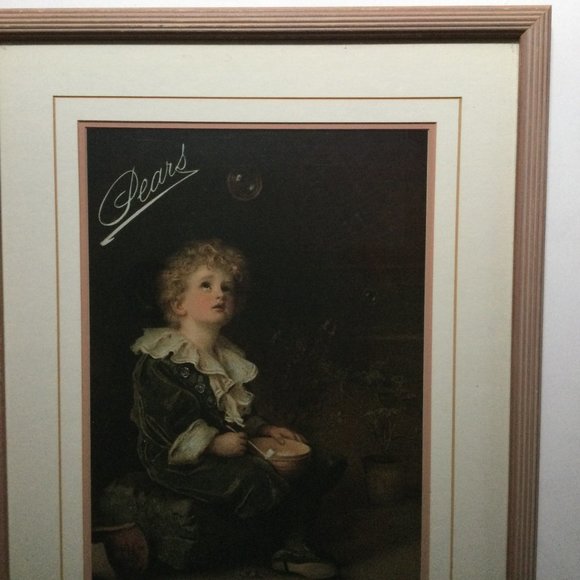 Pears boy with bubbles soap advertising print framed wall decor wall hanging - Picture 4 of 6